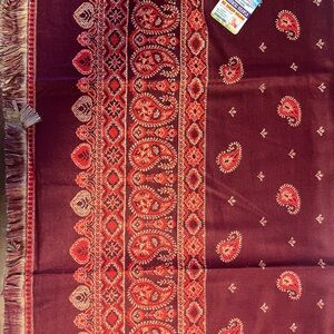 Genuine Kashmiri Shawl with Red and Gold Patterns